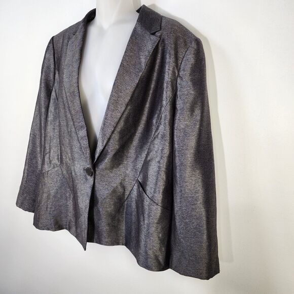 Calvin Klein Womens Blazer Jacket Size 14 1 Button Gray Lined Polyester Rayon - Picture 5 of 12